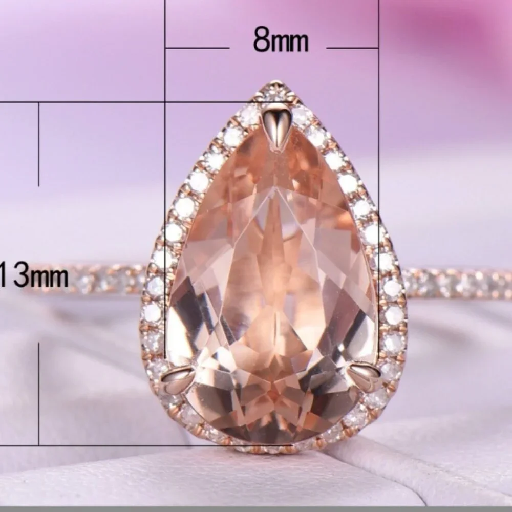ROSE GOLD MORGANITE HALO RING